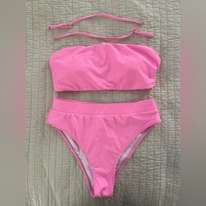 Pink Strapless Bikini Set